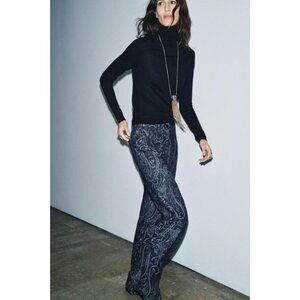 ZARA ZW COLLECTION JACQUARD DENIM TROUSERS